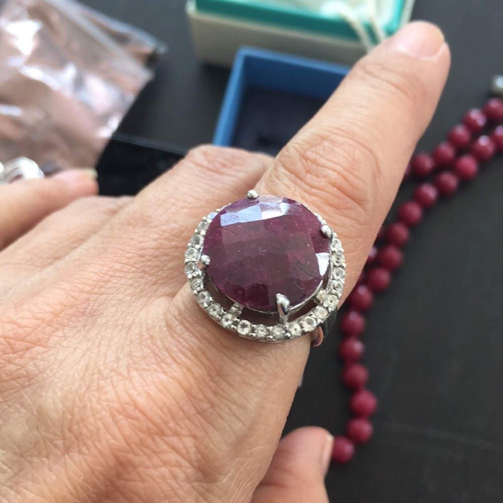 Lot(3) .925 sterling silver Ruby gemstone necklace